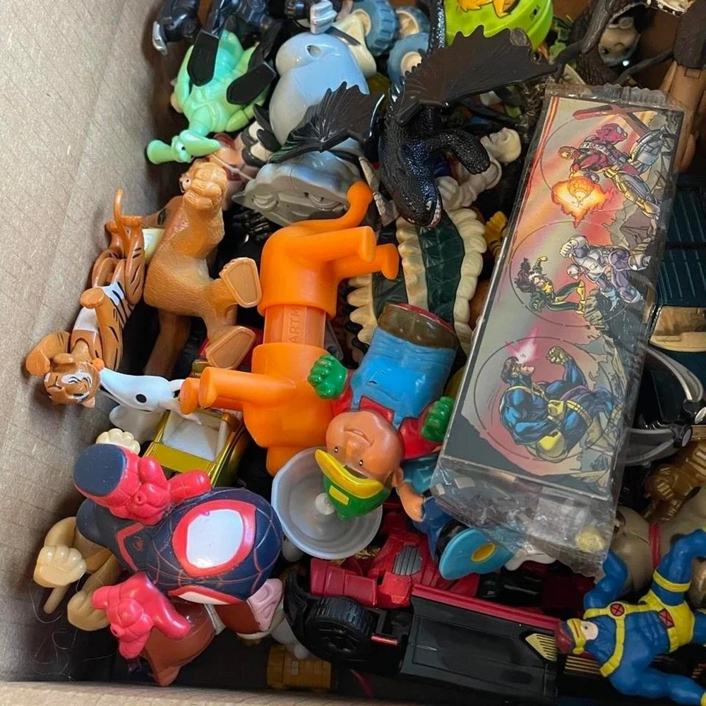 Box lot of vintage and modern toys